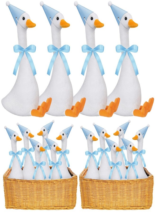 Blueweenly 12 Sets Silly Goose Birthday Decor Girl Boy 1st Adopt a Goose Party Favor Gift 7.1 Inch Plush Stuffed Animal with Mini Party Hat and Ribbon for Christmas Birthday Gift(Cute,Blue) - Image 2